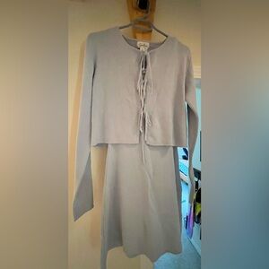 Jessica Simpson size L - light blue knit dress & tie-front cardigan set